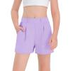 Haloumoning Girls Shorts Kids Casual High Waisted School Uniform Shorts with Pockets 5-14 Years(Purple)