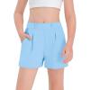 Haloumoning Girls Shorts Kids Casual High Waisted School Uniform Shorts with Pockets 5-14 Years(Sky Blue)