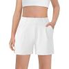 Haloumoning Girls Shorts Kids Casual High Waisted School Uniform Shorts with Pockets 5-14 Years(White)