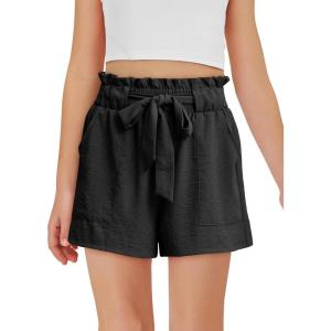 Haloumoning Girls High Waisted Shorts Kids Ruffle Summer Dress Shorts with Pockets 5-14 Years(Black)