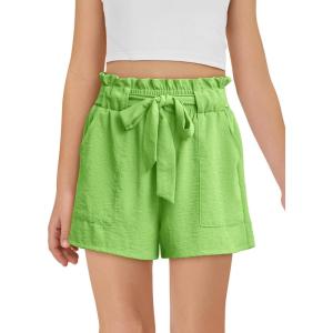 Haloumoning Girls High Waisted Shorts Kids Ruffle Summer Dress Shorts with Pockets 5-14 Years(Light Green)