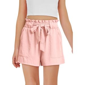 Haloumoning Girls High Waisted Shorts Kids Ruffle Summer Dress Shorts with Pockets 5-14 Years(Light Pink)