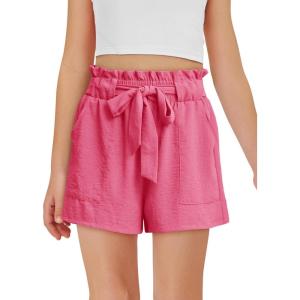 Haloumoning Girls High Waisted Shorts Kids Ruffle Summer Dress Shorts with Pockets 5-14 Years(Rose Red)