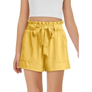 Haloumoning Girls High Waisted Shorts Kids Ruffle Summer Dress Shorts with Pockets 5-14 Years(Yellow)