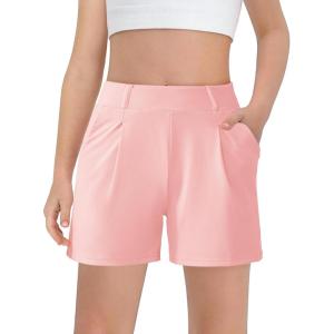 Haloumoning Girls Shorts Kids Casual High Waisted School Uniform Shorts with Pockets 5-14 Years(Pink)