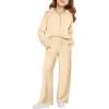 Haloumoning Girls 2 Piece Outfits Sweatsuit Half Zip Long Sleeve Sweatshirts Sweatpants Tracksuit Sets 5-14 years(Beige)