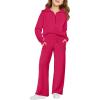 Haloumoning Girls 2 Piece Outfits Sweatsuit Half Zip Long Sleeve Sweatshirts Sweatpants Tracksuit Sets 5-14 years(Rose Red)