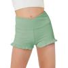 Haloumoning Girls Athletic Ruffle Shorts V Crossover High Waisted Yoga Dance Gymnastics Shorts 5-14Y(Green)
