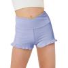 Haloumoning Girls Athletic Ruffle Shorts V Crossover High Waisted Yoga Dance Gymnastics Shorts 5-14Y(Purple)