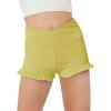 Haloumoning Girls Athletic Ruffle Shorts V Crossover High Waisted Yoga Dance Gymnastics Shorts 5-14Y(Yellow)