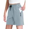 Haloumoning Girls’ Hiking Cargo Shorts Quick Dry Lightweight Summer Drawstring Athletic Shorts with Zipper Pockets(Blue Grey)