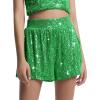 Haloumoning Girls Sequin Shorts Sparkly High Waisted Wide Leg Flowy Party Shorts 5-14 Years(Green)