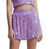 Haloumoning Girls Sequin Shorts Sparkly High Waisted Wide Leg Flowy Party Shorts 5-14 Years(Purple)