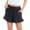 Haloumoning Girls Shorts Casual Floral Printed Short Pants Summer Ruffle Beach Shorts with Pockets Size 4-15(Black)