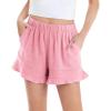 Haloumoning Girls Shorts Casual Floral Printed Short Pants Summer Ruffle Beach Shorts with Pockets Size 4-15(Pink)