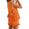 Haloumoning Girls Summer Clothing Sets Ruffle Tank Tops and Shorts Cute 2 Piece Outfits 3-10 Years(Orange)