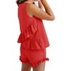Haloumoning Girls Summer Clothing Sets Ruffle Tank Tops and Shorts Cute 2 Piece Outfits 3-10 Years(Red)