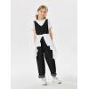 Haloumoning Girls’ Denim Overall Jumpsuits Sleeveless V Neck Adjustable Straps Jeans Pants Jumpers with Pockets(Black)