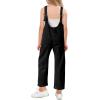 Haloumoning Girls’ Denim Overall Jumpsuits Sleeveless V Neck Adjustable Straps Jeans Pants Jumpers with Pockets(Black)