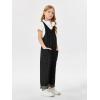 Haloumoning Girls’ Denim Overall Jumpsuits Sleeveless V Neck Adjustable Straps Jeans Pants Jumpers with Pockets(Black)