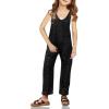 Haloumoning Girls’ Denim Overall Jumpsuits Sleeveless V Neck Adjustable Straps Jeans Pants Jumpers with Pockets(Black)
