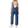 Haloumoning Girls’ Denim Overall Jumpsuits Sleeveless V Neck Adjustable Straps Jeans Pants Jumpers with Pockets(Blue)