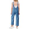 Haloumoning Girls’ Denim Overall Jumpsuits Sleeveless V Neck Adjustable Straps Jeans Pants Jumpers with Pockets(Light Blue)
