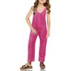 Haloumoning Girls’ Denim Overall Jumpsuits Sleeveless V Neck Adjustable Straps Jeans Pants Jumpers with Pockets(Pink)