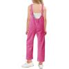 Haloumoning Girls’ Denim Overall Jumpsuits Sleeveless V Neck Adjustable Straps Jeans Pants Jumpers with Pockets(Pink)