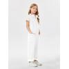 Haloumoning Girls’ Denim Overall Jumpsuits Sleeveless V Neck Adjustable Straps Jeans Pants Jumpers with Pockets(White)