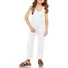 Haloumoning Girls’ Denim Overall Jumpsuits Sleeveless V Neck Adjustable Straps Jeans Pants Jumpers with Pockets(White)