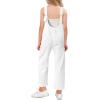 Haloumoning Girls’ Denim Overall Jumpsuits Sleeveless V Neck Adjustable Straps Jeans Pants Jumpers with Pockets(White)