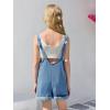 Haloumoning Girls Denim Overall Shorts Kids Summer Adjustable Straps Jumpsuits Jeans Shortalls 5-14 Years(Light Blue)