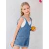 Haloumoning Girls Denim Overall Shorts Kids Summer Adjustable Straps Jumpsuits Jeans Shortalls 5-14 Years(Light Blue)