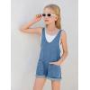 Haloumoning Girls Denim Overall Shorts Kids Summer Adjustable Straps Jumpsuits Jeans Shortalls 5-14 Years(Light Blue)