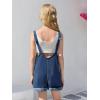 Haloumoning Girls Denim Overall Shorts Kids Summer Adjustable Straps Jumpsuits Jeans Shortalls 5-14 Years(Navy Blue)