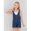 Haloumoning Girls Denim Overall Shorts Kids Summer Adjustable Straps Jumpsuits Jeans Shortalls 5-14 Years(Navy Blue)