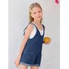 Haloumoning Girls Denim Overall Shorts Kids Summer Adjustable Straps Jumpsuits Jeans Shortalls 5-14 Years(Navy Blue)