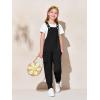 Haloumoning Girls Overalls Kids Casual Sleeveless Jumpsuits Harem Pants Rompers with Pockets 5-14 Years(Black)