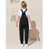 Haloumoning Girls Overalls Kids Casual Sleeveless Jumpsuits Harem Pants Rompers with Pockets 5-14 Years(Black)
