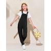 Haloumoning Girls Overalls Kids Casual Sleeveless Jumpsuits Harem Pants Rompers with Pockets 5-14 Years(Black)