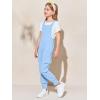 Haloumoning Girls Overalls Kids Casual Sleeveless Jumpsuits Harem Pants Rompers with Pockets 5-14 Years(Blue)