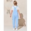 Haloumoning Girls Overalls Kids Casual Sleeveless Jumpsuits Harem Pants Rompers with Pockets 5-14 Years(Blue)