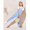 Haloumoning Girls Overalls Kids Casual Sleeveless Jumpsuits Harem Pants Rompers with Pockets 5-14 Years(Blue)