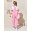 Haloumoning Girls Overalls Kids Casual Sleeveless Jumpsuits Harem Pants Rompers with Pockets 5-14 Years(Bright Pink)