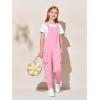 Haloumoning Girls Overalls Kids Casual Sleeveless Jumpsuits Harem Pants Rompers with Pockets 5-14 Years(Bright Pink)