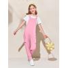 Haloumoning Girls Overalls Kids Casual Sleeveless Jumpsuits Harem Pants Rompers with Pockets 5-14 Years(Bright Pink)