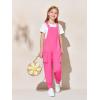 Haloumoning Girls Overalls Kids Casual Sleeveless Jumpsuits Harem Pants Rompers with Pockets 5-14 Years(Hot Pink)