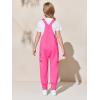 Haloumoning Girls Overalls Kids Casual Sleeveless Jumpsuits Harem Pants Rompers with Pockets 5-14 Years(Hot Pink)