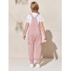 Haloumoning Girls Overalls Kids Casual Sleeveless Jumpsuits Harem Pants Rompers with Pockets 5-14 Years(Pink)